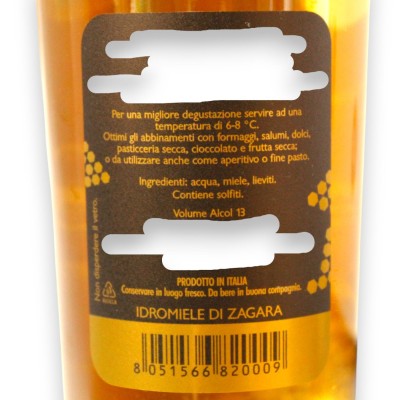Fine Zagara Mead, produced with Sicilian Black Bee honey, fermented for 24 months, 13% vol. - 500 ml - 