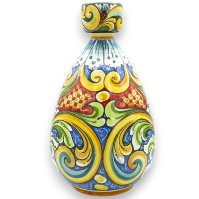 Wazon butelkowy, ceramika Caltagirone - wys. ok. 30 cm. Barokowa dekoracja wielobarwna MD1 - 