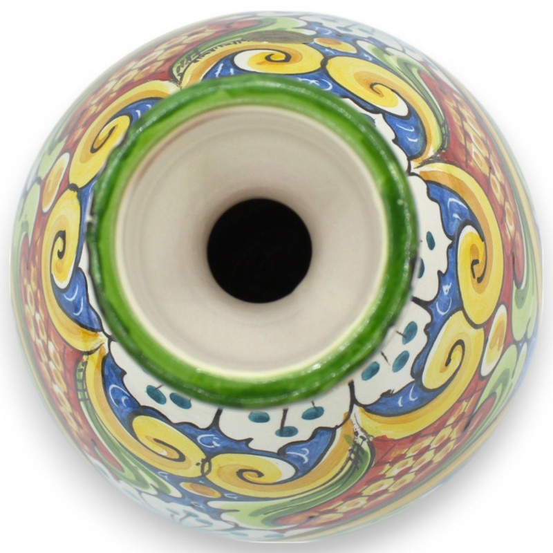 Wazon butelkowy, ceramika Caltagirone - wys. ok. 30 cm. Barokowa dekoracja wielobarwna MD1 - 