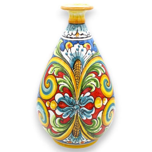 Flaschenvase, Caltagirone-Keramik - H. ca. 30 cm. Barockes mehrfarbiges Dekor MD2 - 