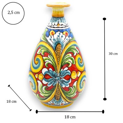 Flesvaas, Caltagirone keramiek - h ca. 30 cm. Barok Veelkleurige decoratie MD2 - 