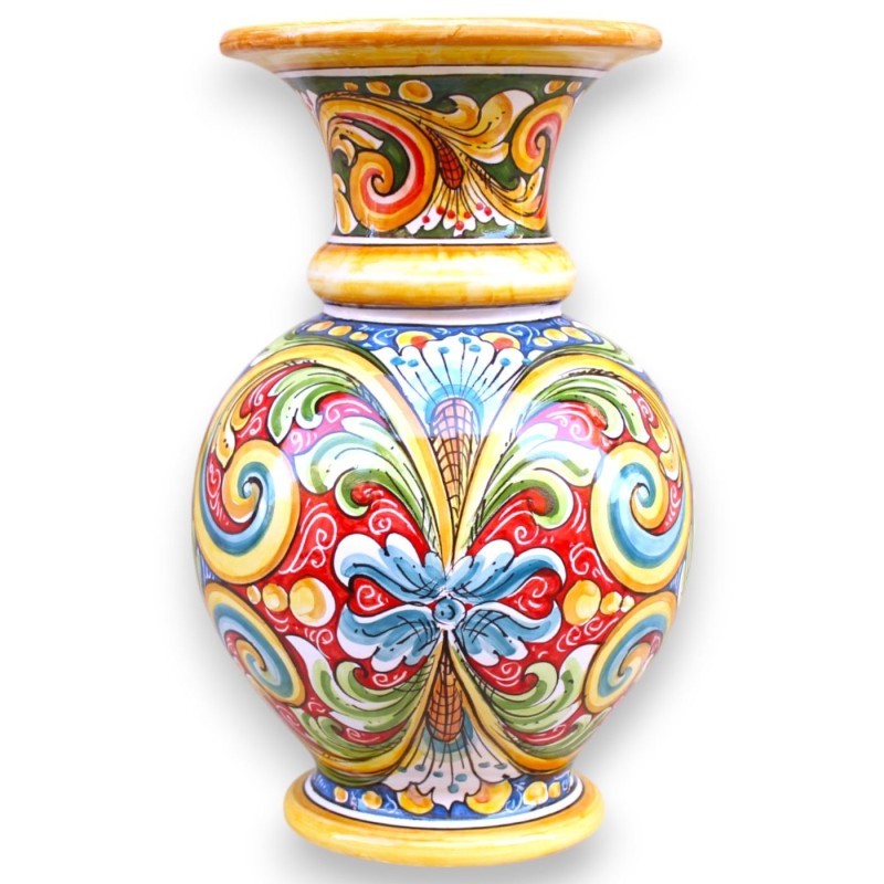Bocciavas med hög hals, h 43 x Ø 26 cm ca. Caltagirone keramik, flerdekor och flerfärgad - 