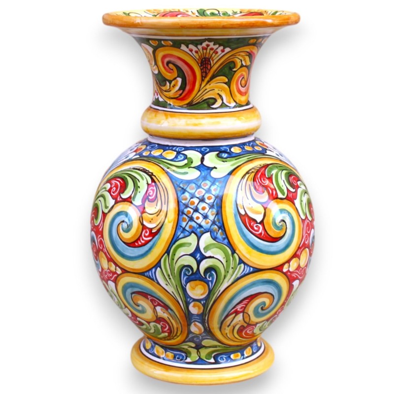 Bocciavas med hög hals, h 43 x Ø 26 cm ca. Caltagirone keramik, flerdekor och flerfärgad - 
