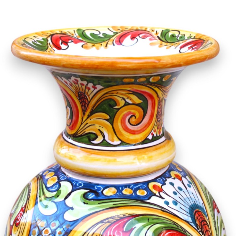 Bocciavas med hög hals, h 43 x Ø 26 cm ca. Caltagirone keramik, flerdekor och flerfärgad - 