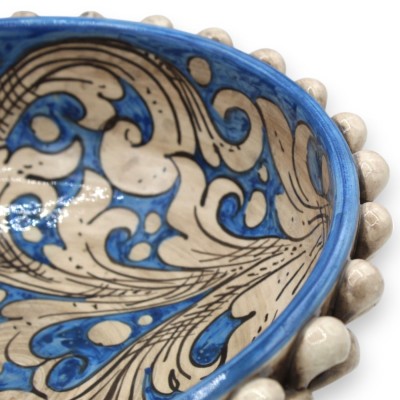 Pigna Bowl, ceramiczny element centralny Caltagirone, Ø 30 x 10 cm ok. Antyczna biel i antyczny błękit, dekoracja baroko