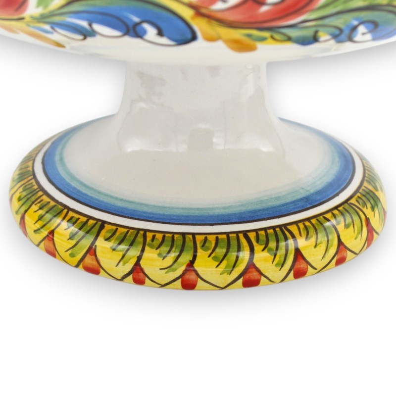 Fruitschaal als middelpunt, gedecoreerd met Caltagirone-keramiek, 2 maten (1 stuk), blauwe achtergrond, veelkleurige bar