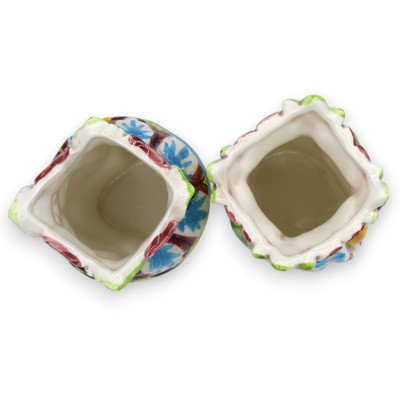 Teste di moro Siciliane Con Corona e Turbante (coppia) h 13 / 14 cm ca. ceramica Caltagirone MD32 - 