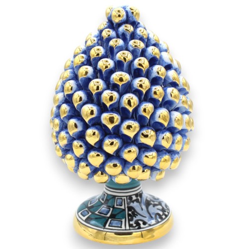 Pinha siciliana Caltagirone Elite Series, duas opções de tamanho (1 unidade): haste com design azul antigo e moderno, esmalte em
