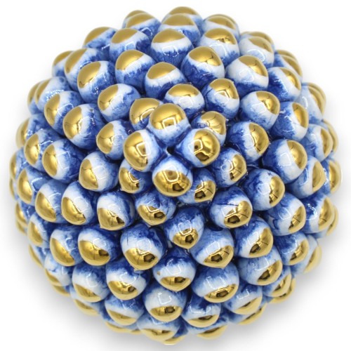 Sicilian pine cone Caltagirone Elite series, h 20 cm approx. Antique Blue and modern design stem, 24k pure gold enamel - 2
