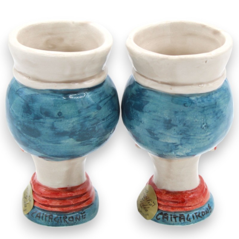 Teste di moro Siciliane (coppia) Con Turbante, h 9 / 10 cm ca. ceramica Caltagirone MD1 - 