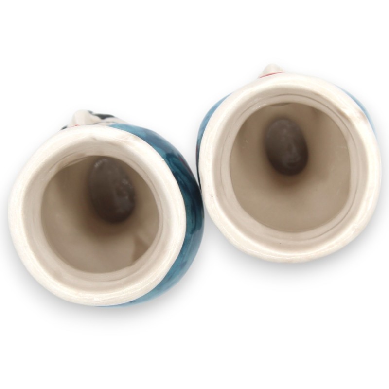 Teste di moro Siciliane (coppia) Con Turbante, h 9 / 10 cm ca. ceramica Caltagirone MD1 - 