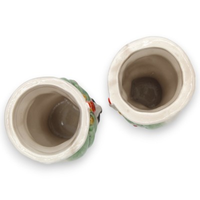 Siciliaanse Moorse hoofden (paar) met tulband, h 9 / 10 cm ca. Caltagirone keramiek MD2 - 