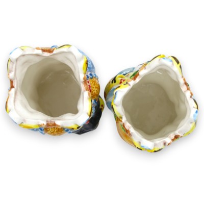Têtes mauresques siciliennes Emiri (paire) h 13/14 cm environ. Céramique de Caltagirone MD26 - 