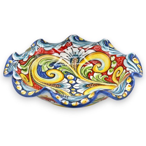 Falbaniasta ceramiczna ozdoba centralna z Caltagirone w dwóch rozmiarach (1 szt.), wielokolorowa dekoracja barokowa, tło