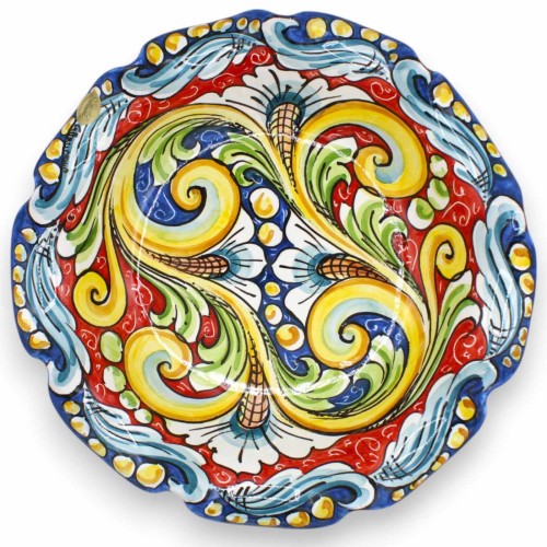 Falbaniasta ceramiczna ozdoba centralna z Caltagirone w dwóch rozmiarach (1 szt.), wielokolorowa dekoracja barokowa, tło 2