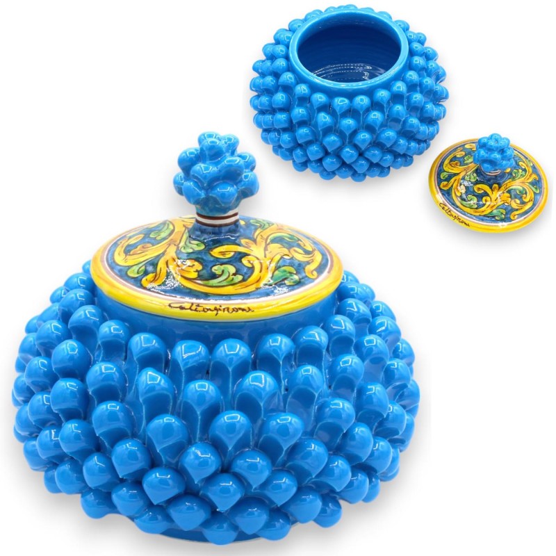 Biscottiera o Portagioie Pigna siciliana, ceramica Caltagirone Ø 22 cm ca. (1Unità) Vari Decori MD2 - 