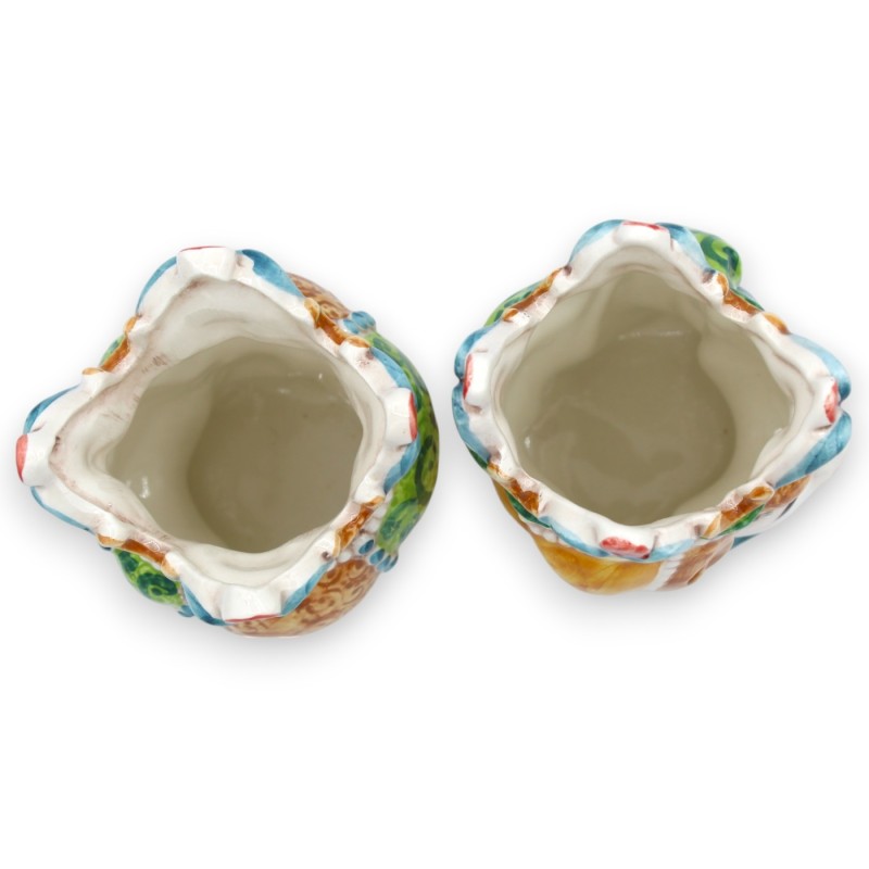 Testa di moro Siciliana, Emiri (coppia), ceramica Caltagirone h 13 / 14 cm ca.  MD17 - 