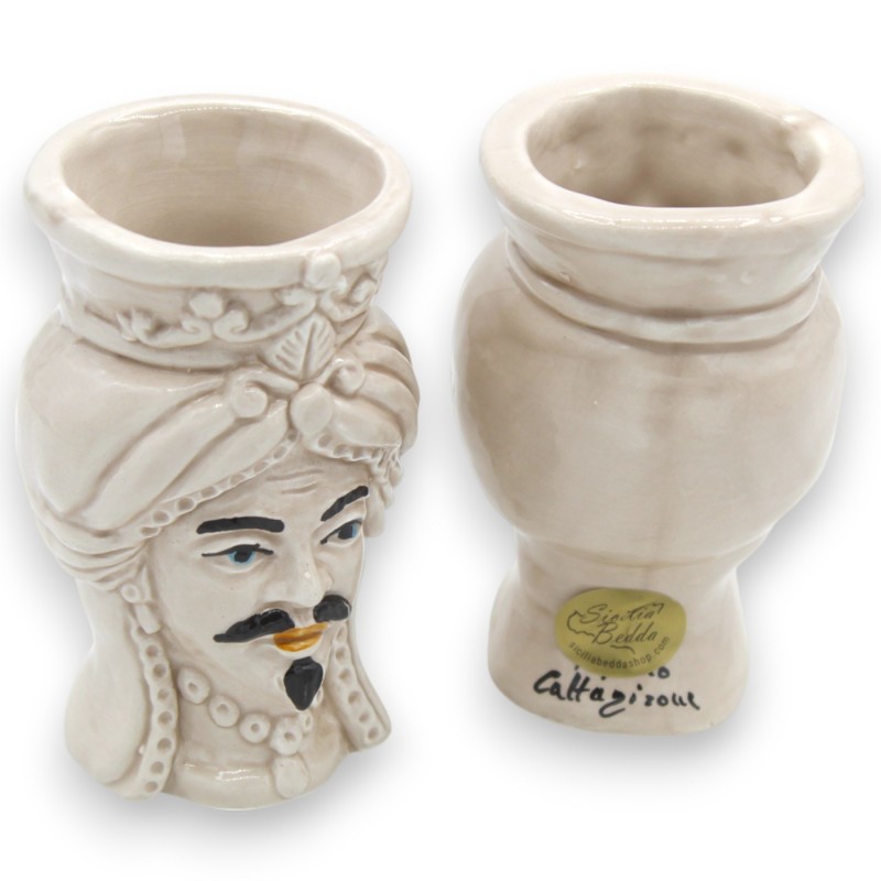 Cabeças mouriscas sicilianas (par) com turbante, aprox. 9/10 cm de altura, cerâmica Caltagirone, MD3 - 