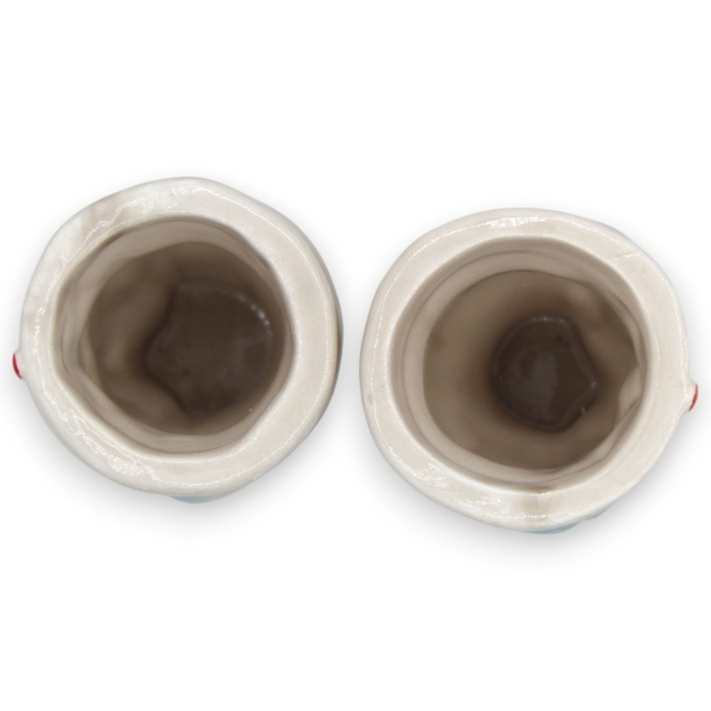 Siciliaanse Moorse hoofden (paar) met tulband, ca. 9/10 cm hoog, Caltagirone keramiek, MD4 - 