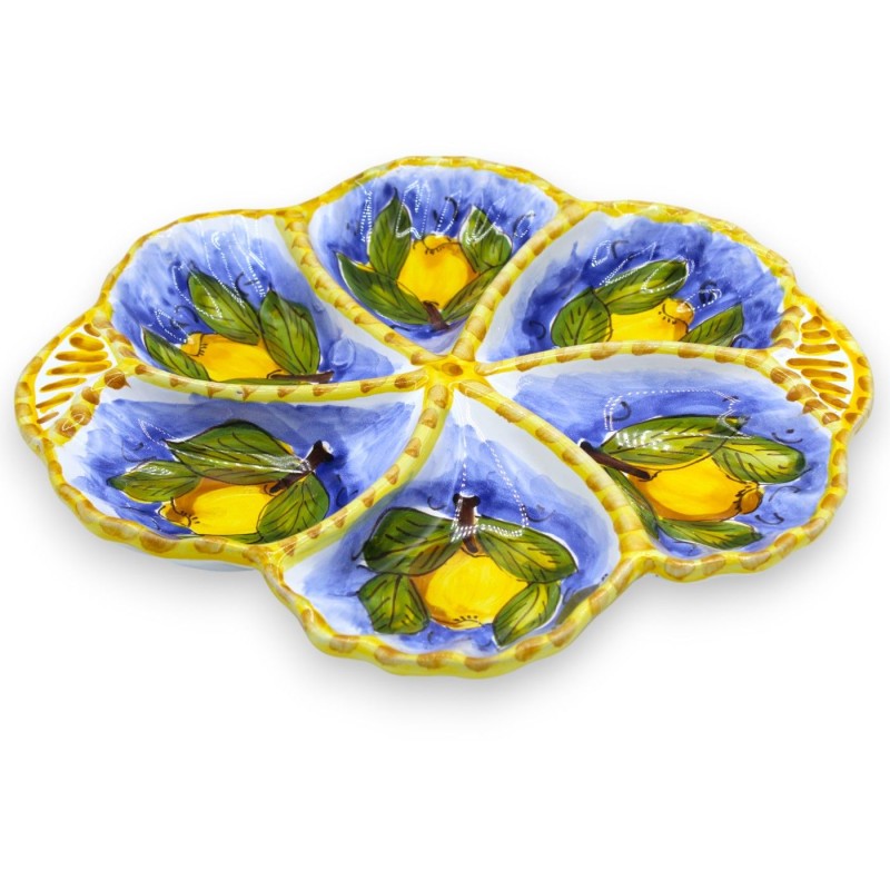 Półmisek na przystawki w kształcie muszli, sześciokomorowy, ceramika sycylijska, Ø ok. 30 cm (1 sztuka), różne kolory, d