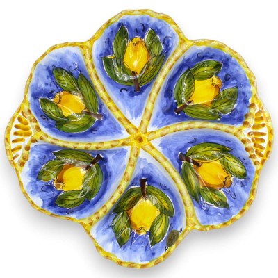 Półmisek na przystawki w kształcie muszli, sześciokomorowy, ceramika sycylijska, Ø ok. 30 cm (1 sztuka), różne kolory, d