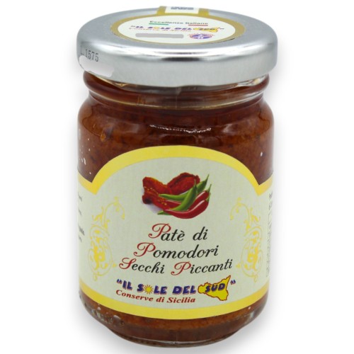 Patê de tomate seco e picante artesanal siciliano - 90 g SEM GLÚTEN - 