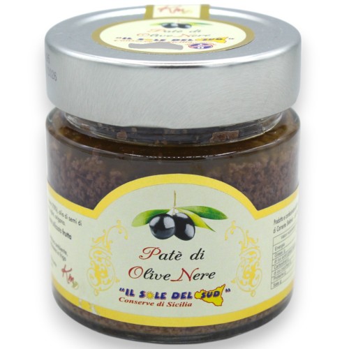 Patê artesanal de azeitonas pretas sicilianas, 190 g SEM GLÚTEN - 