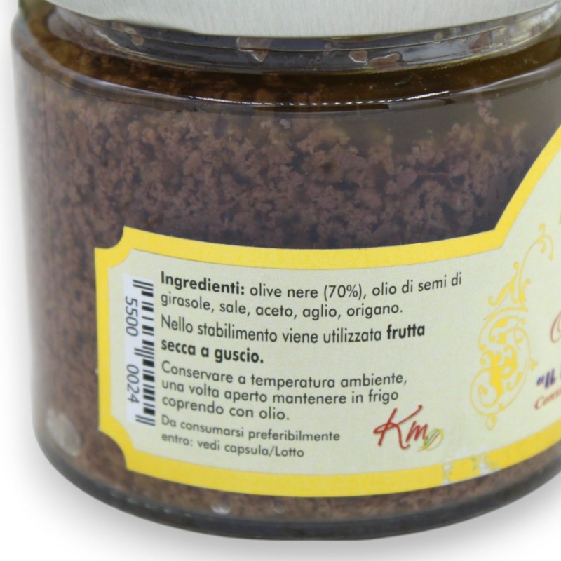 Paté artesanal de aceitunas negras sicilianas, 190 g SIN GLUTEN - 