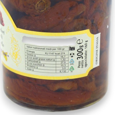 Pomodori Secchi Siciliani, sott'olio - 300 g  SENZA GLUTINE - 