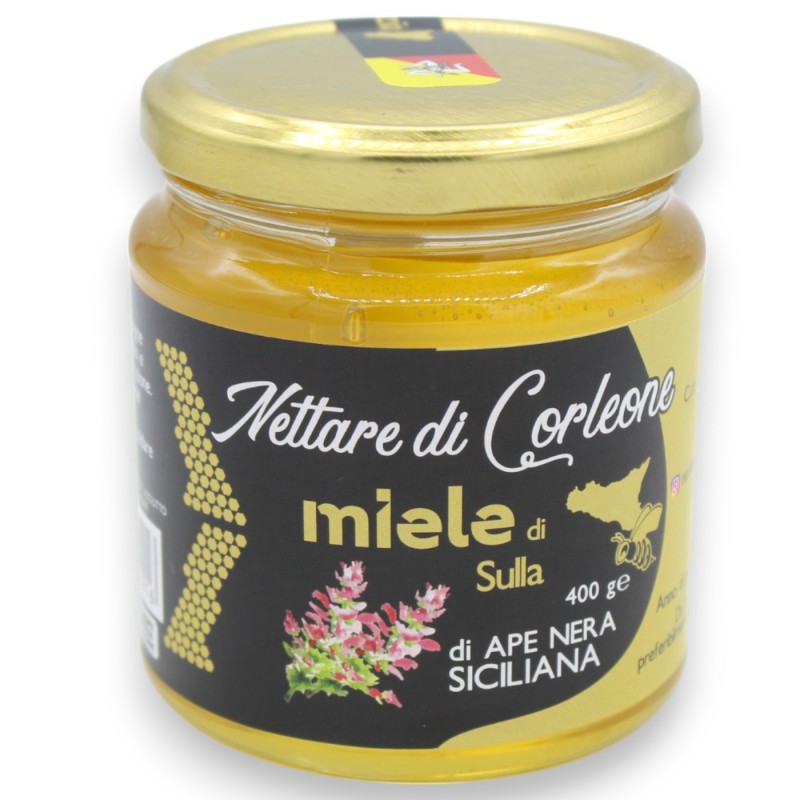 Miel de abeja negra siciliana Sulla - 400 g - 100 % artesanal - 