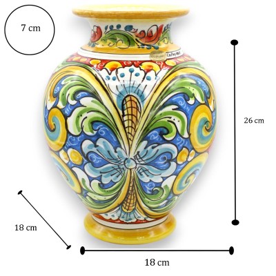 Caltagirone keramikvas, ca 25 x 18 cm. Flerdekorerad och flerfärgad. MD1 - 