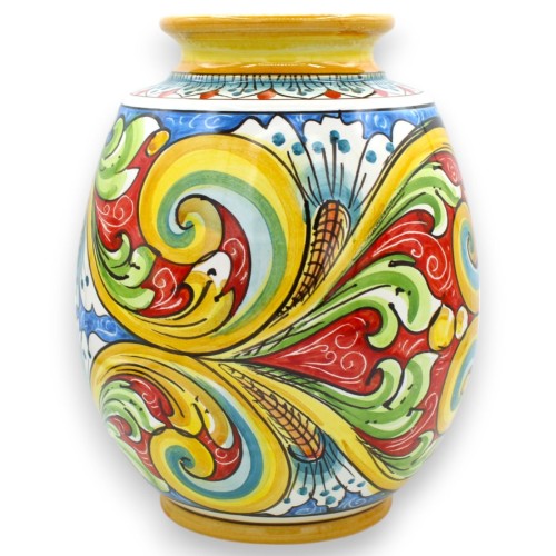 Keramikvase aus Caltagirone, ca. 25 x 18 cm. Vielfach dekoriert und mehrfarbig. MD2 - 