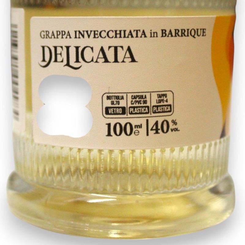 "Delicata", Grappa lagrad i barrique, graverad flaska, vol. 40% - 100 ml - 