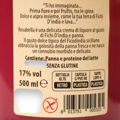 Rosabella, sycylijski likier rzemieślniczy z opuncją figową i śmietaną, obj. 17% - 500 ml - 