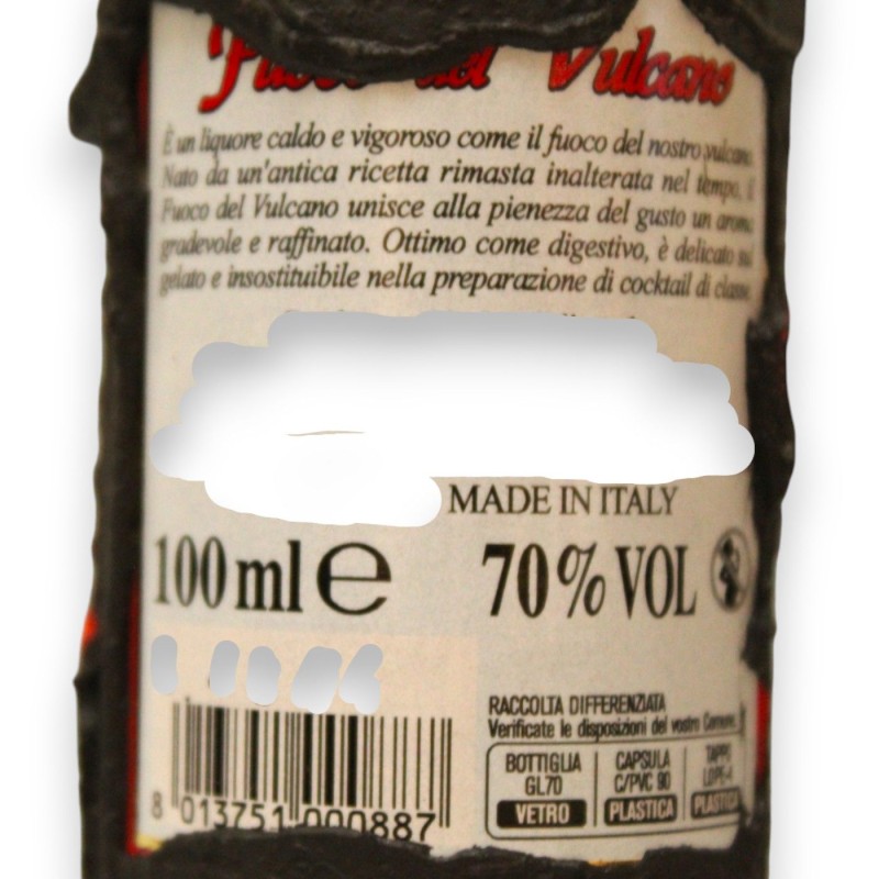 Fuoco del Vulcano Artisan Likör täckt med Etna Lava Stone, 70% Vol. - 100 ml - 