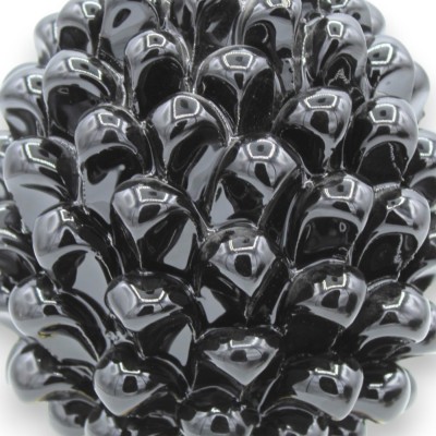 Pomme de pin sicilienne, céramique de Caltagirone, hauteur environ 20/22 cm (1 unité), noire, décor de tige aléatoire - 