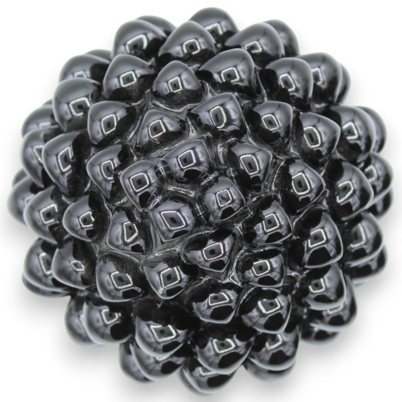 Pomme de pin sicilienne, céramique de Caltagirone, hauteur environ 20/22 cm (1 unité), noire, décor de tige aléatoire - 