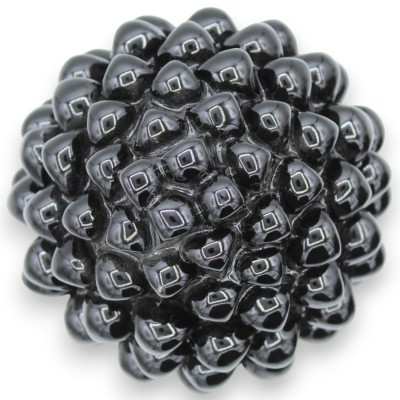 Pomme de pin sicilienne, céramique de Caltagirone, hauteur environ 20/22 cm (1 unité), noire, décor de tige aléatoire - 