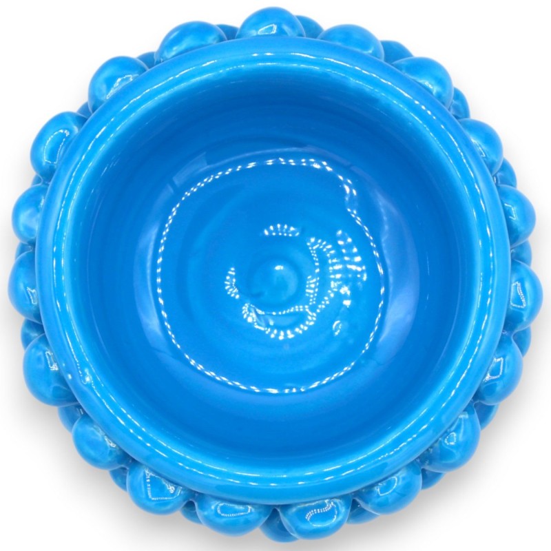 Jarrón de cerámica de Caltagirone con forma de media piña, Ø 12 x 9 cm aprox. (1 unidad) Turquesa, decoración aleatoria 