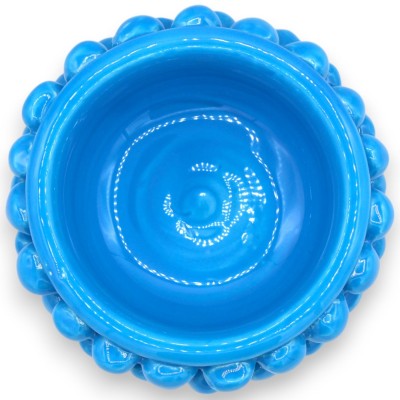 Jarrón de cerámica de Caltagirone con forma de media piña, Ø 12 x 9 cm aprox. (1 unidad) Turquesa, decoración aleatoria 