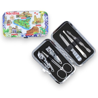6-piece manicure set with decorated and soft fabric case, random decoration (1 unit) - 