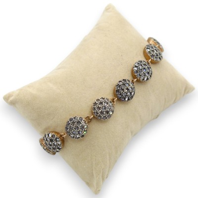 Toppa Bracelet, Antique Sicilian Style, 925 Rose Silver, Length 20 cm, Burnished Crystals, Lobster Clasp - 