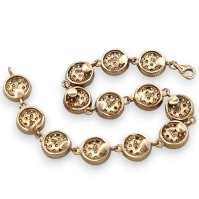 Pulsera Toppa, estilo siciliano antiguo, plata rosa 925, largo 20 cm, cristales bruñidos, cierre de mosquetón - 