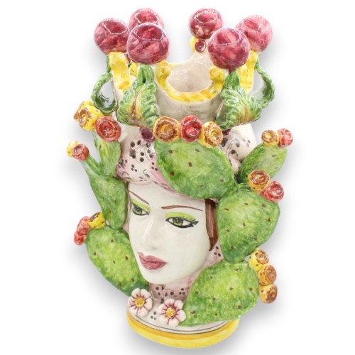 Głowy wrzosowisk (para) wys. ok. 40 cm, ceramika z Caltagirone, z koroną – model opuncji figowej -  2