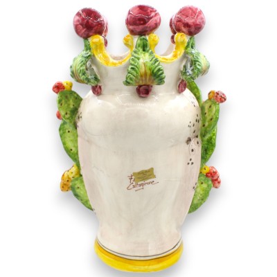 Głowy wrzosowisk (para) wys. ok. 40 cm, ceramika z Caltagirone, z koroną – model opuncji figowej - 