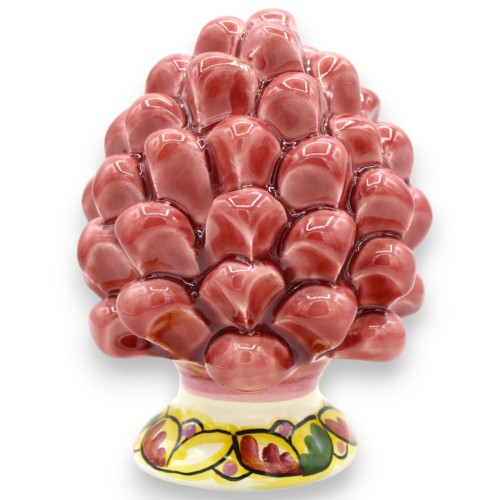 Sicilian pine cone from Caltagirone, approx. 12 cm high (1 unit) Antique Pink, stem with random decoration -  2