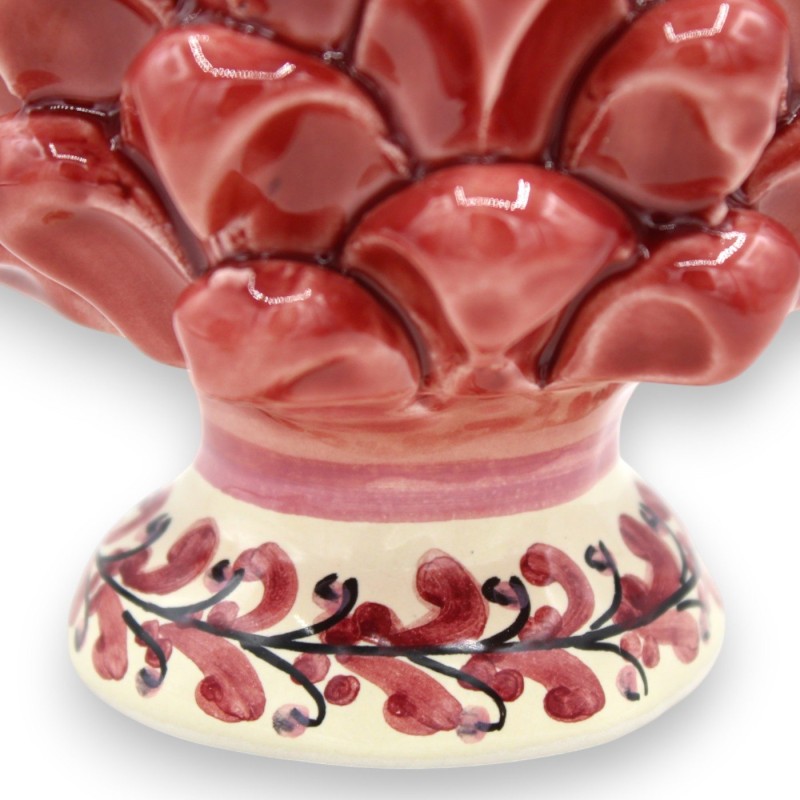 Pinha siciliana de Caltagirone, aprox. 12 cm de altura (1 unidade) Rosa antigo, caule com decoração aleatória - 