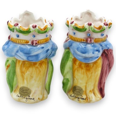 Teste di moro Siciliane Normanne (coppia) h 13 / 14 cm ca. ceramica Caltagirone MD11 - 