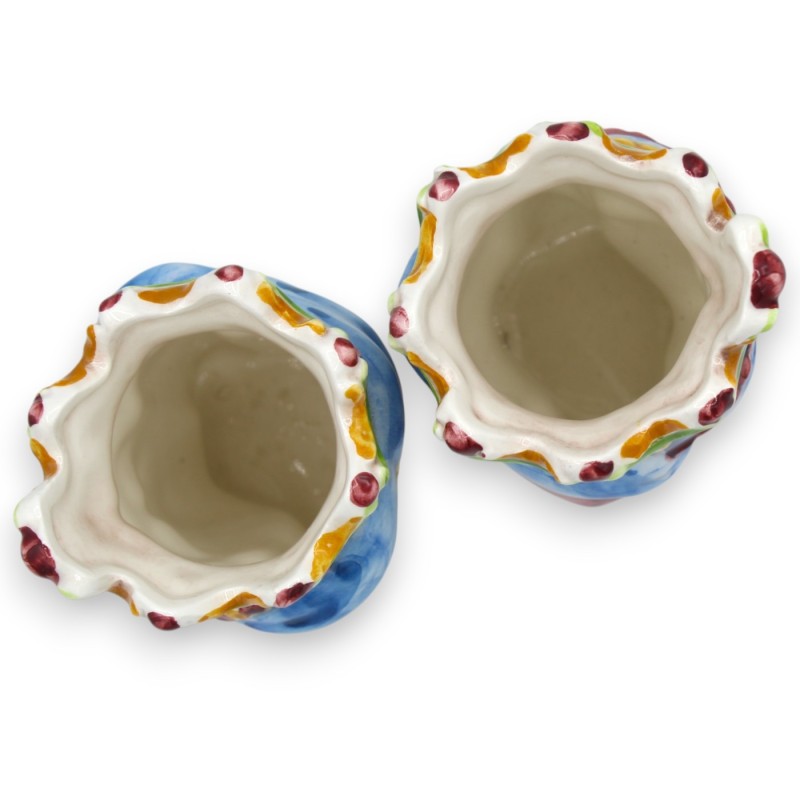 Siciliaanse Normandische Moorse hoofden (paar) ca. 13/14 cm hoog, Caltagirone keramiek, MD11 - 