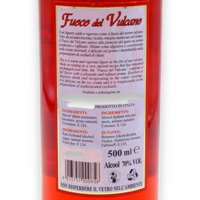 Licor Artesanal Siciliano, Fuoco del Vulcano, 70% Vol., duas opções de formato (1 unidade) - 